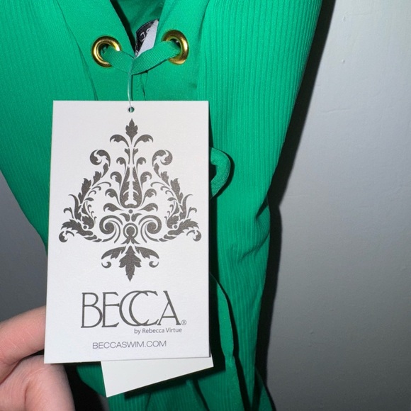 NWT BECCA Swim Green One-piece Swimsuit - Picture 8 of 10